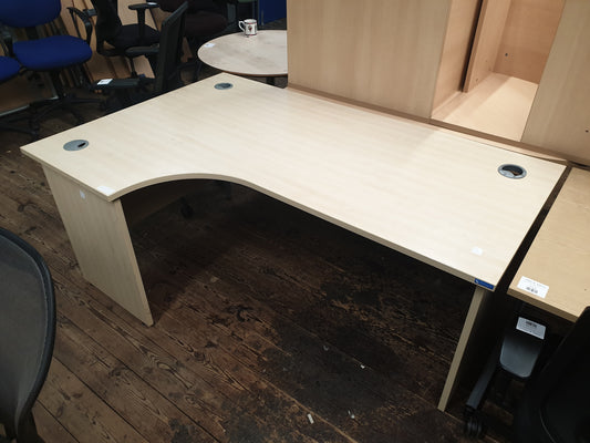 Desk, Light Wood, Radial 180cm x 117cm