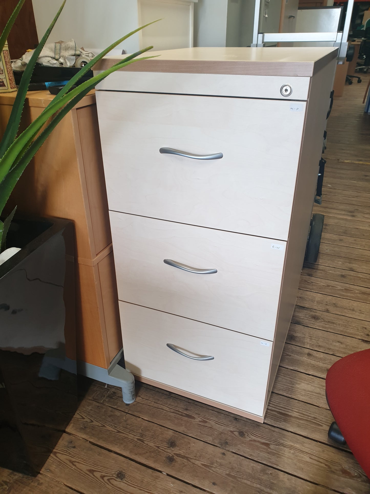 3 drawer light wooden filing cabinet