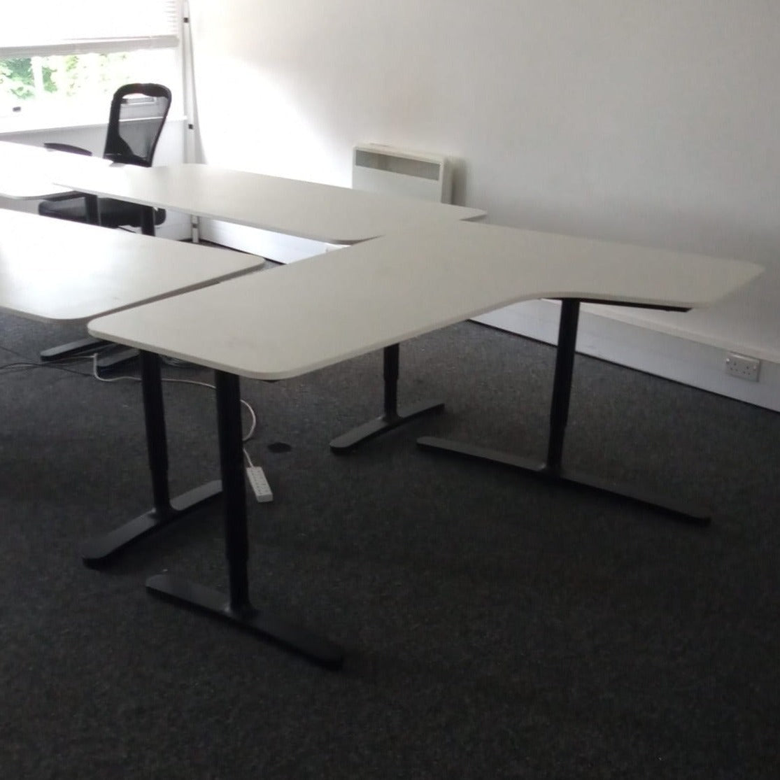 Desk, White, Radial 160cm x 110cm