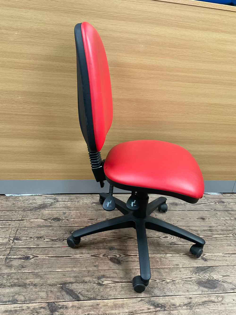 Red leatherette office chair 2 lever