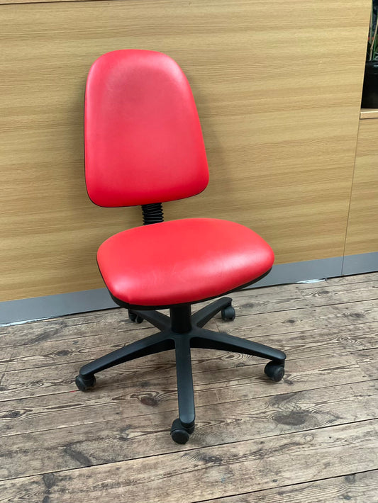Red leatherette office chair 2 lever